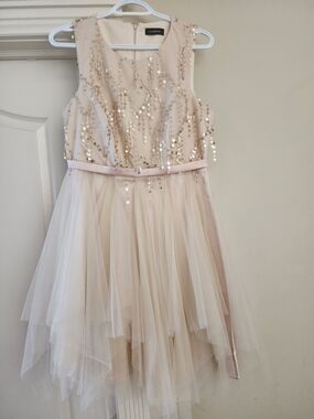 Le Château Champagne Sequin Tulle Party Dress, Size:S. Brand New.